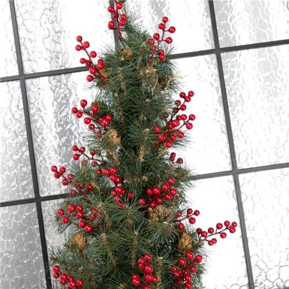 32 Pack Christmas Tree Decorations, Artificial Red Berry Stems 6.5inch - Picture 3 of 6